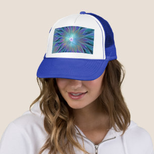 Casquette Rêve de fleur abstraite fractale violette bleue