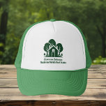 Casquette Revendeur vert de la société immobilière personnal<br><div class="desc">Ce casquette de société immobilière forestière est parfaitement customisé pour un courtier qui vend des maisons près de la nature ou des bois. La silhouette verte des arbres derrière une maison de cabine en bois rond et personnalisée avec votre agent et nom d'entreprise de l'immobilier pour le marketing dans les...</div>
