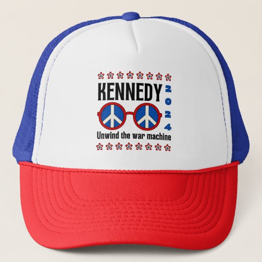Casquette RFK Jr Kennedy '24 "Unwind the war machine" Retro (Devant)