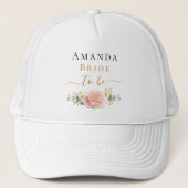 Casquette Rose en or rose future mariée avec feuillage d'euc (Devant)