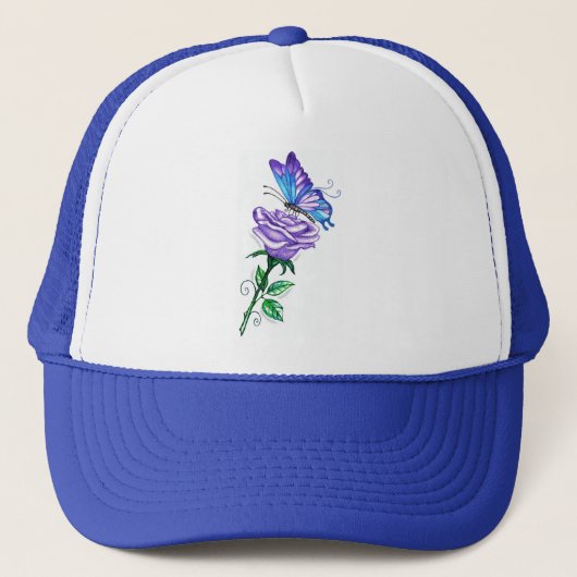 Casquette Rose pourpre avec papillon (Devant)