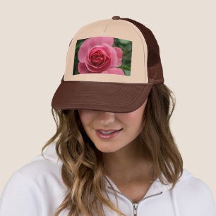 Casquette Rose rose bold pink personnalisé imprimé marron et
