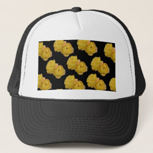 Casquette Roses Jaunes Sur Noir,_