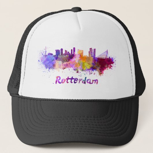 Casquette Rotterdam skyline in watercolor (Devant)