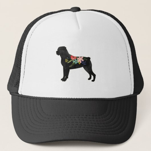 Casquette Rottweiler Chien race Boho Floral Silhouette (Devant)