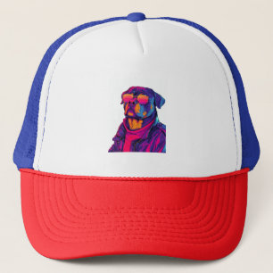 Casquette Rottweiler Rétro � Chien à ambiance néon des année