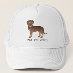 Casquette Rottweiler Rouge Et Brun - J'Aime Les Rottweilers