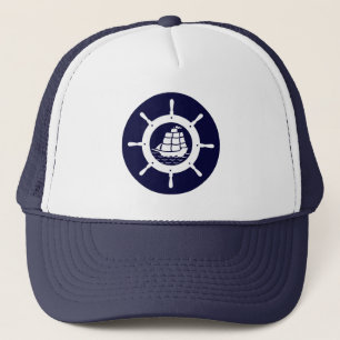 Casquette Roue de bateau nautique blanche et bleu marine