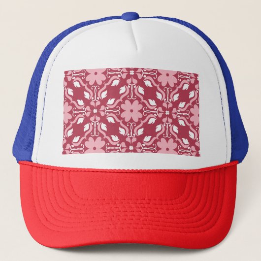 Casquette Rouge, beige à fleurs, papier peint motif sans cou (Devant)