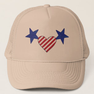 Casquette Rouge Blanc Bleu Coeur Étoiles et rayures Casquett
