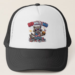 Casquette Rouge Blanc et Raton Laveur Sauvage 4 juillet