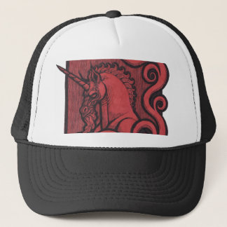 Casquette rouge de casquette de camionneur de noir