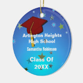 Casquette rouge foncé et ornement de graduation de (Gauche)