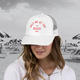 Casquette Rouge Rencontre-moi à la plage Personnalisé
