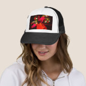 Casquette Rouge Vert Floral Moderne Art Abstrait Motif #02 (En situation)