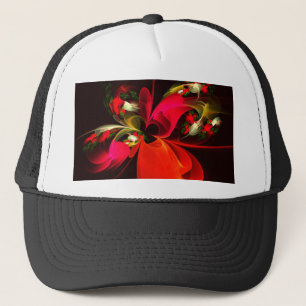 Casquette Rouge Vert Floral Moderne Art Abstrait Motif #02