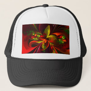 Casquette Rouge vert moderne Floral Abstrait Art Motif #05