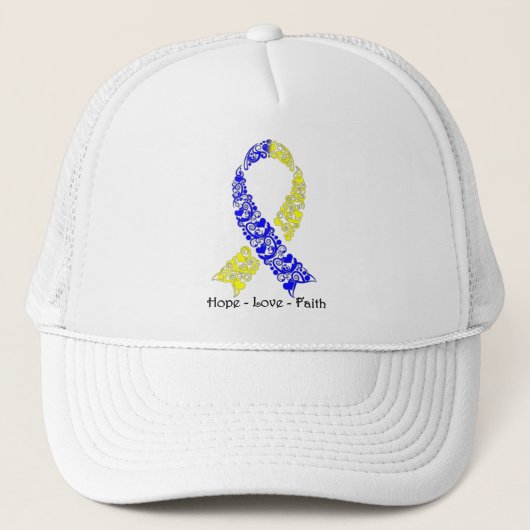 Casquette Ruban de sensibilisation à l'espoir bleu et jaune (Devant)