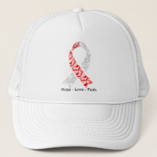 Casquette Ruban rouge et blanc d'espoir de conscience