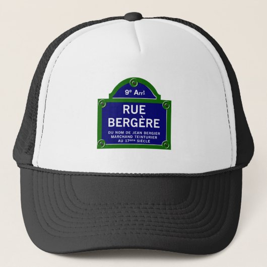 Casquette Rue Bergere, plaque de rue de Paris (Devant)