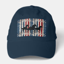 Running Horses RusticAmerican Flag Cap