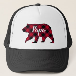 Casquette Russe Papa Ours Rouge Buffalo Plaid Trucker Chapea