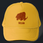 Casquette Rust Red Cartoon Wooly Mammoth Personnalisé<br><div class="desc">Créez un cadeau personnalisé avec un animal de l'âge de glace mignon. Ce casquette de baseball ou casquette de camionneur présente une illustration d'un mammouth laineux de couleur rouille et est prêt à être personnalisé avec un nom ou un autre texte.</div>