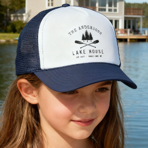 Casquette Rustic Lake House Boat Oars Trees Nom de famille