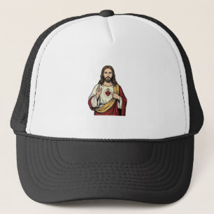 Casquette Sacré-Cœur Jésus Gravure Vintage Art Vectoriel_1