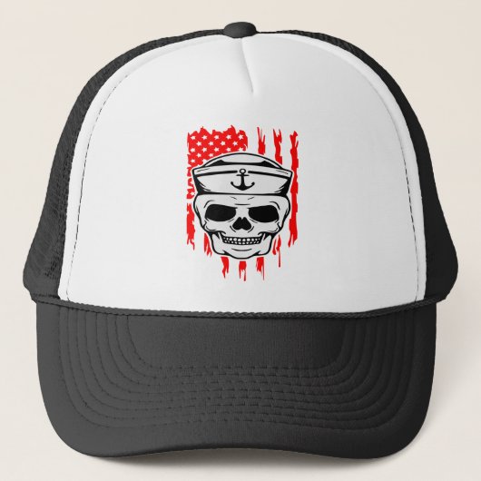 Casquette Sailor Skull & Flag #USAPatriotGraphics © (Devant)
