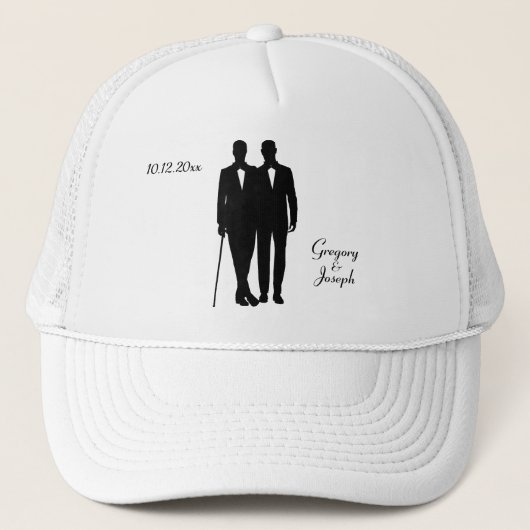 Casquette Salles de Mariage gay avec nom et date (Devant)