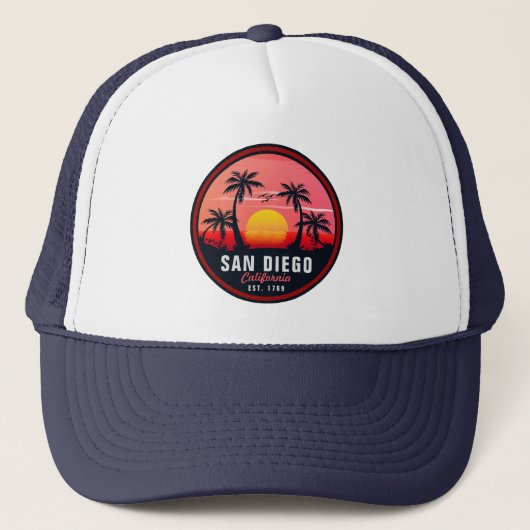 Casquette San Diego California Retro Sunset Souvenirs 60s (Devant)