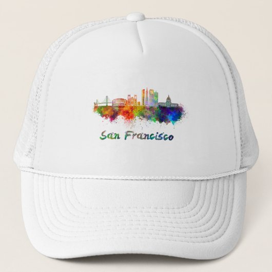Casquette San Francisco V2 skyline en aquarelle (Devant)