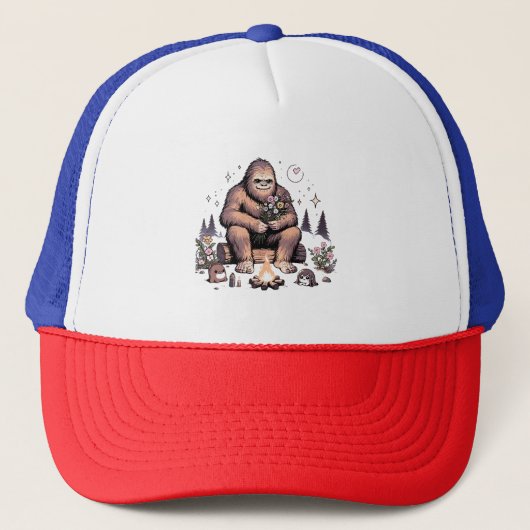Casquette Sasquatch tenant des fleurs (Devant)