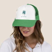Casquette Sauvez les arbres Pins d'aquarelle bleu-vert simpl (En situation)