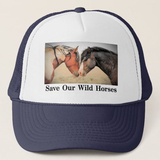 Casquette Sauvez notre chapeau de camion de chevaux sauvages (Devant)
