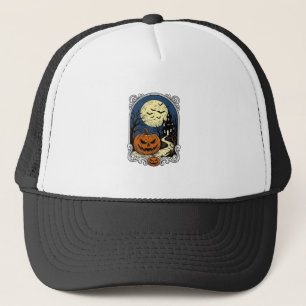 Casquette Scène de citrouille hantée Art vectoriel Halloween