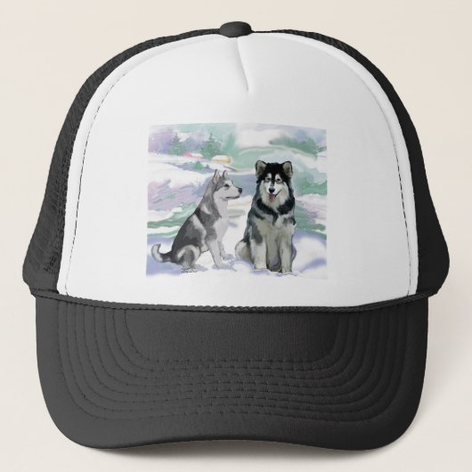 Casquette Scène hivernale de Malamute en Alaska (Devant)