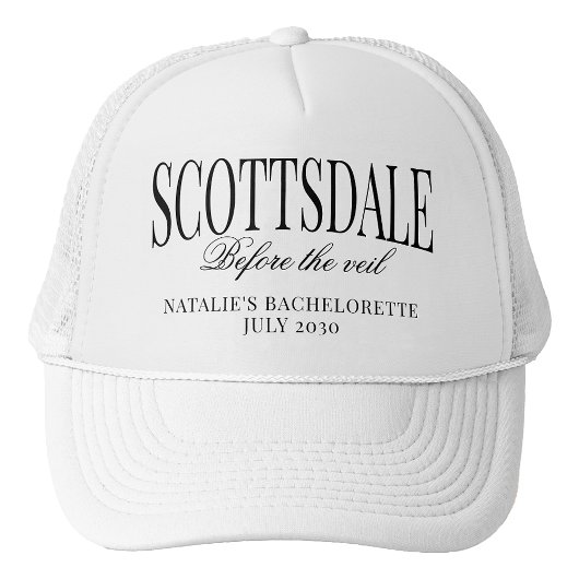 Casquette Scottsdale sur mesure avant la veil Bachelorette