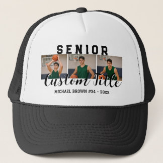 Casquette Senior Custom Text Any Name 3 Photo Collage