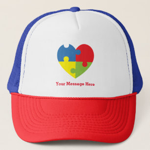 Casquette Sensibilisation sur l'autisme Puzzle Coeur Trucker