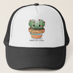 Casquette Sentiment mignon cactus succulent fleur rouge