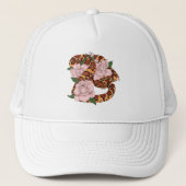 Casquette Serpent des blés Fleurs roses Vert (Devant)