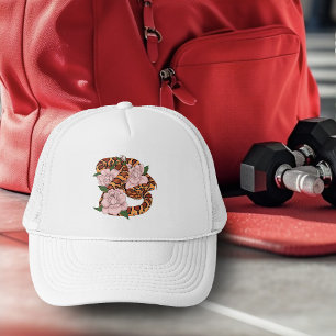 Casquette Serpent des blés vibrant Fleurs de pivoine roses V