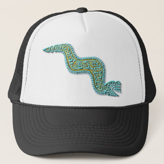 Casquette Serpent maya turquoise et or (Devant)