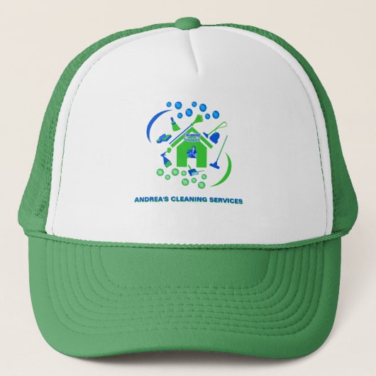 Casquette Services professionnels de nettoyage vert et bleu (Devant)