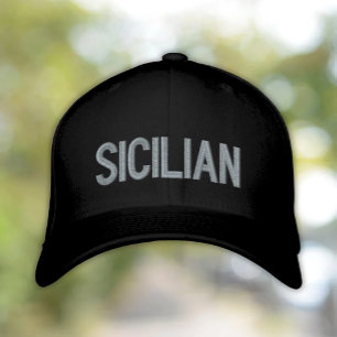 Casquette sicilienne noire brodée