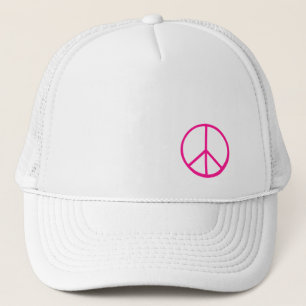 Casquette Signe de paix rose moderne blanc