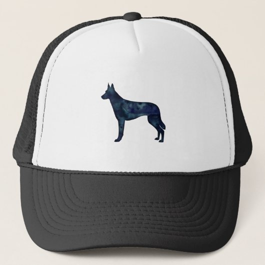 Casquette Silhouette d'aquarelle noire Malinois belge (Devant)