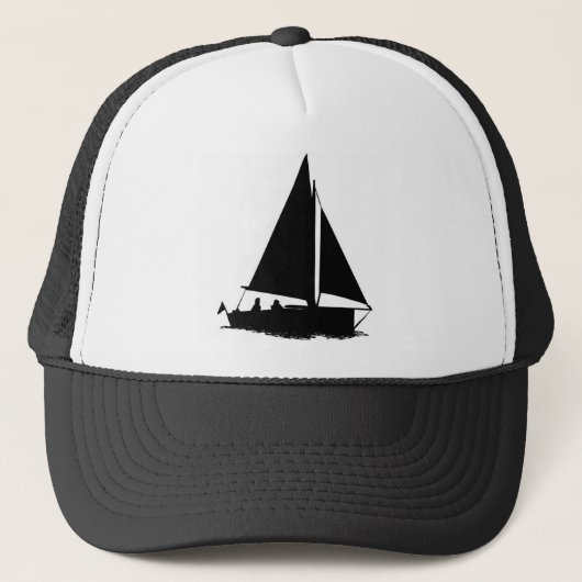 Casquette Silhouette de bateau noir (Devant)